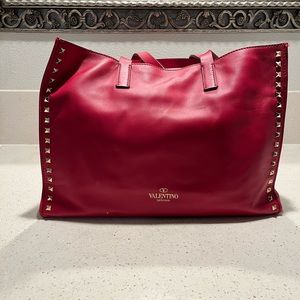 Genuine Red Leather Valentino Rockstud Handbag.